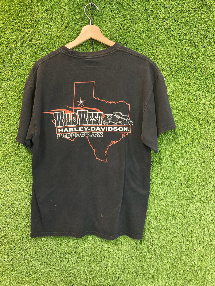 Vintage Harley Davidson Wild West Lubbock Texas Tee