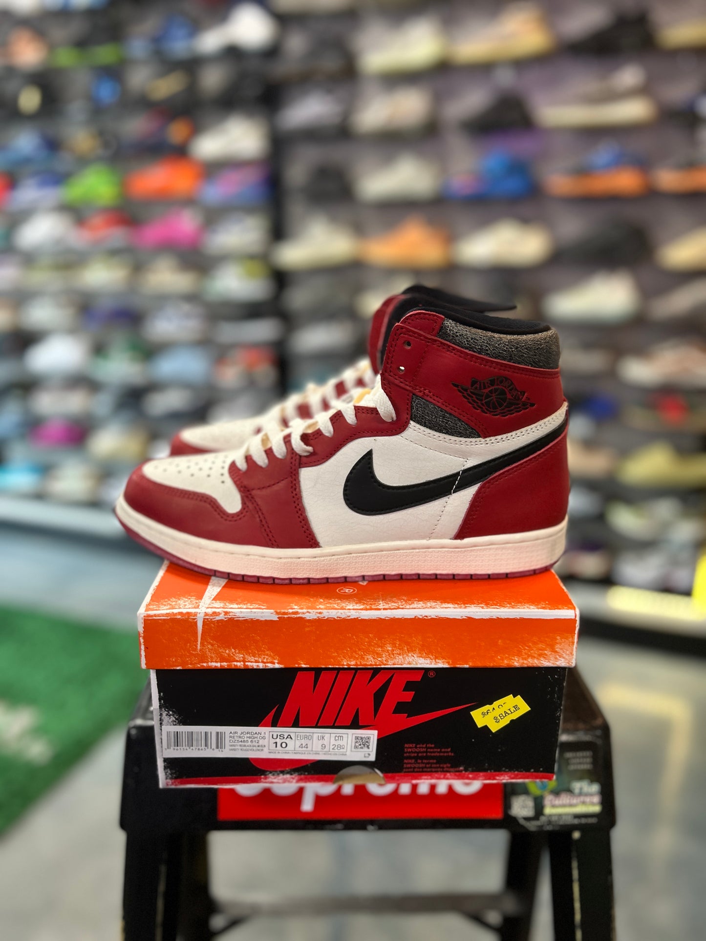 Jordan 1 Retro High OG Chicago Lost and Found (IC) Tried On