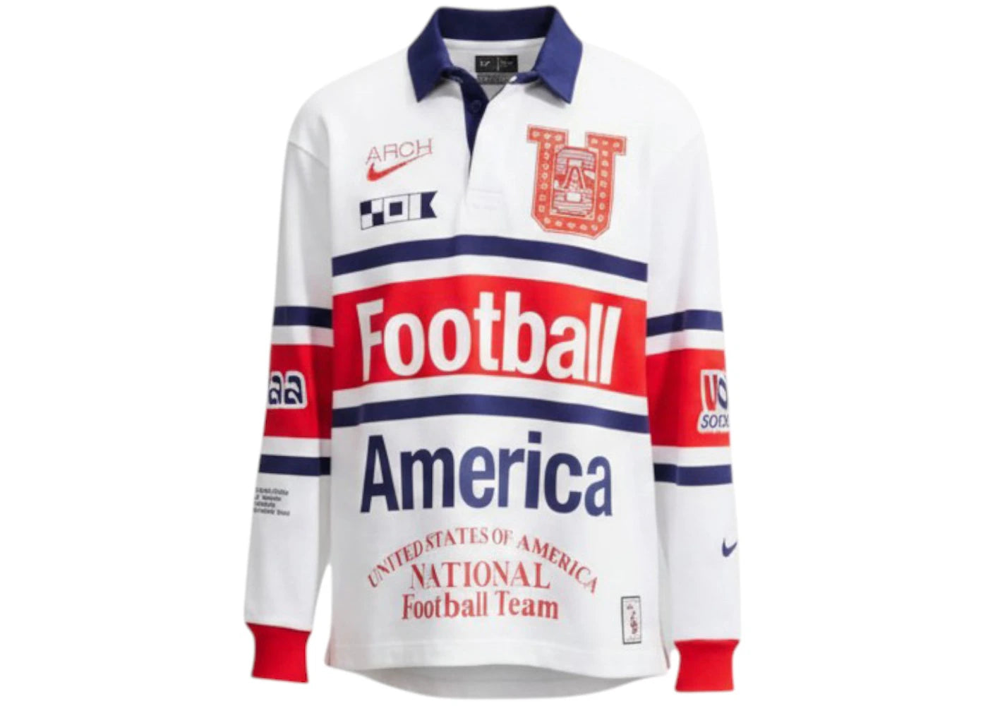 Nike x USMNT x V.A.A. L/S Rugby Top White/Challenge Red/Deep Royal Blue
