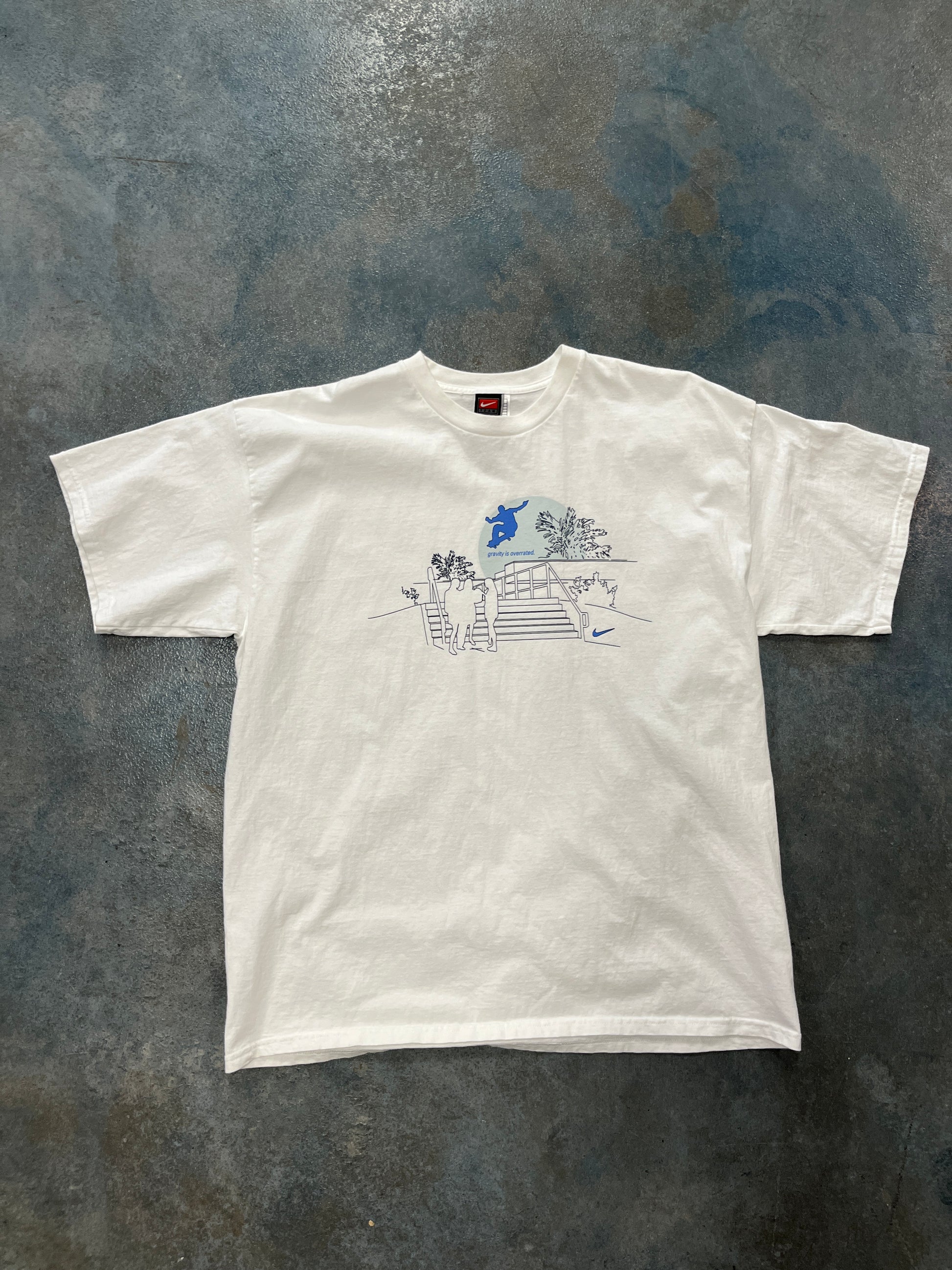 Vintage Nike Team Gravity Is Overrated White T-Shirt Skating OTF