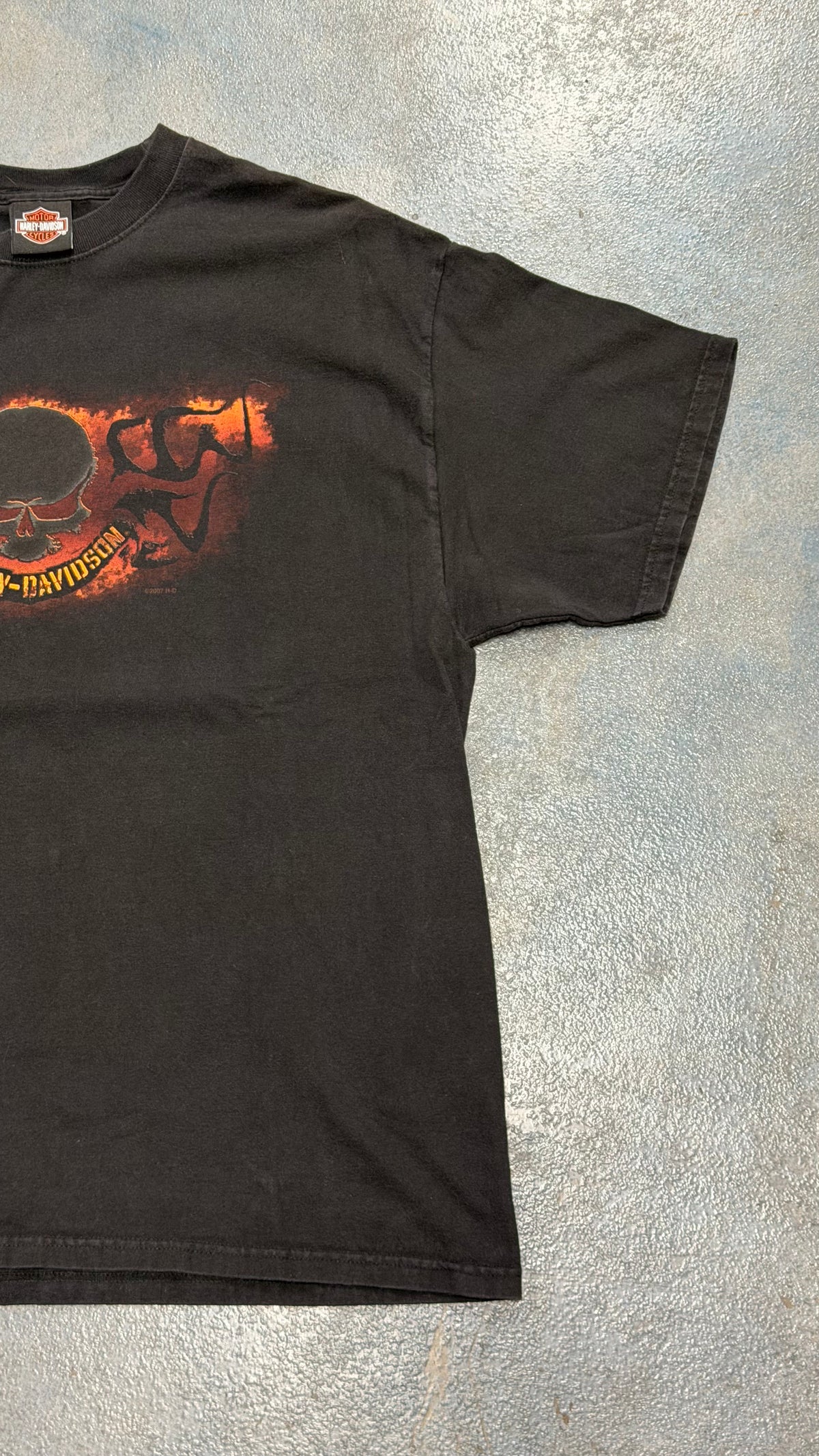 Vintage Harley Davidson Skull Crow River Delano, MM  Black Tee