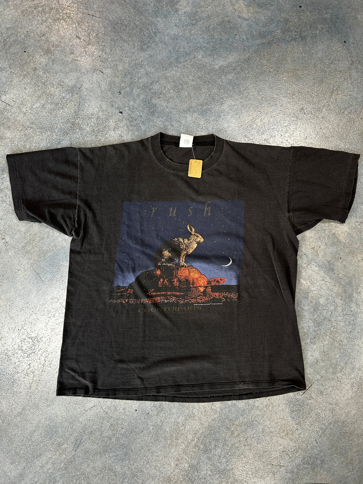 Vintage Rush Counterparts Shirt 1993 1994 Tour Band Tee 90s Faded Tortoise Hare (SC) B66