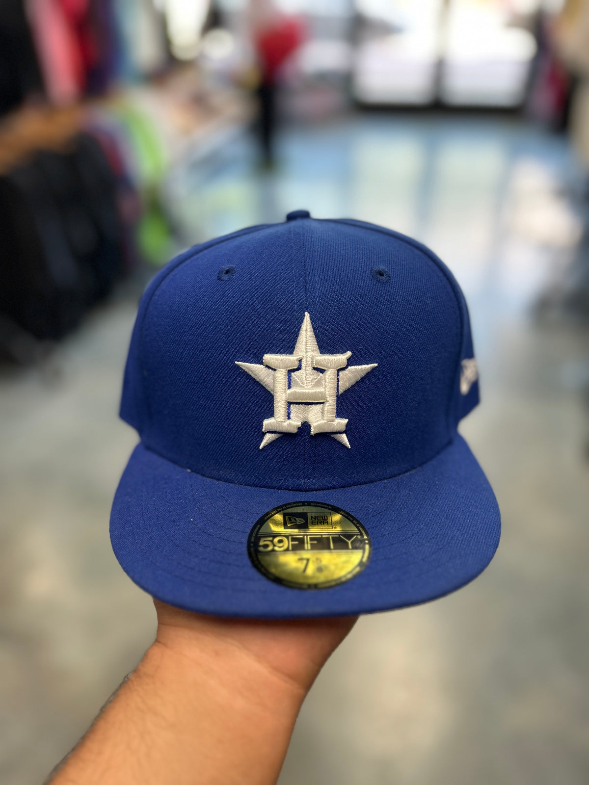 New Era Houston Astros Blue Fitted Hat 7 5/8 (T)