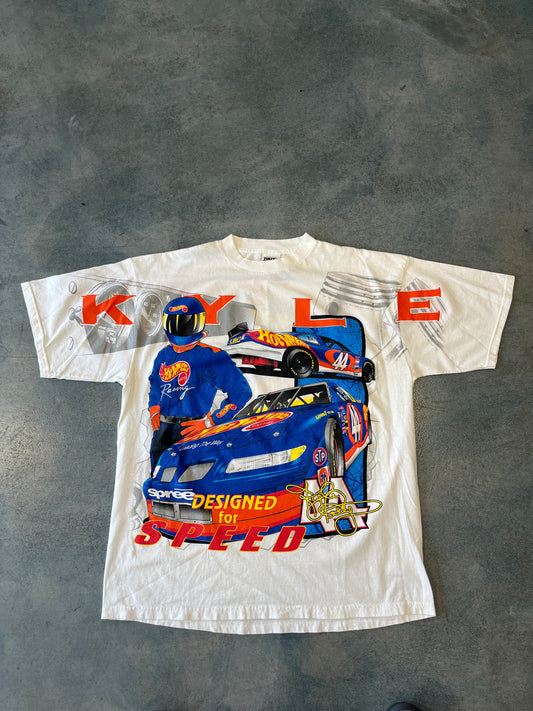 VTG 90's Hot Wheels Nascar White Tee OTF