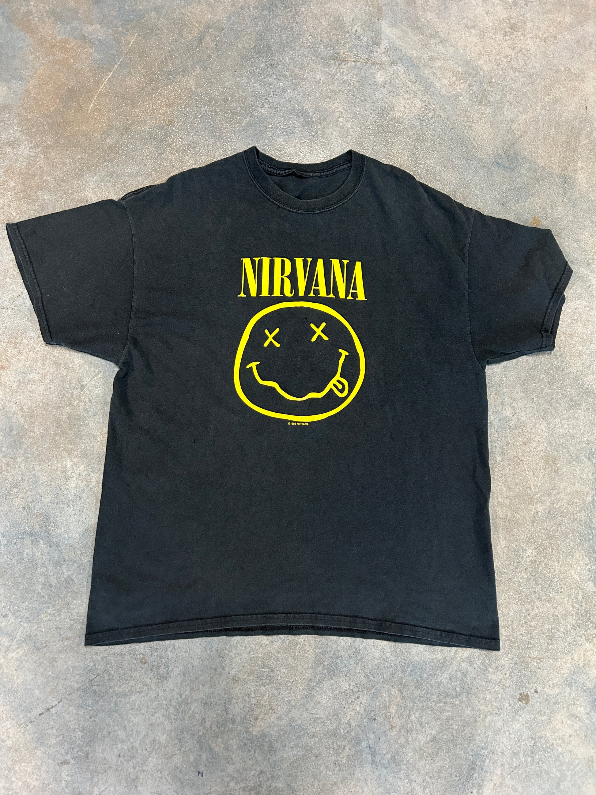1992 OG Nirvana Smilie Face Black Tee (TC)