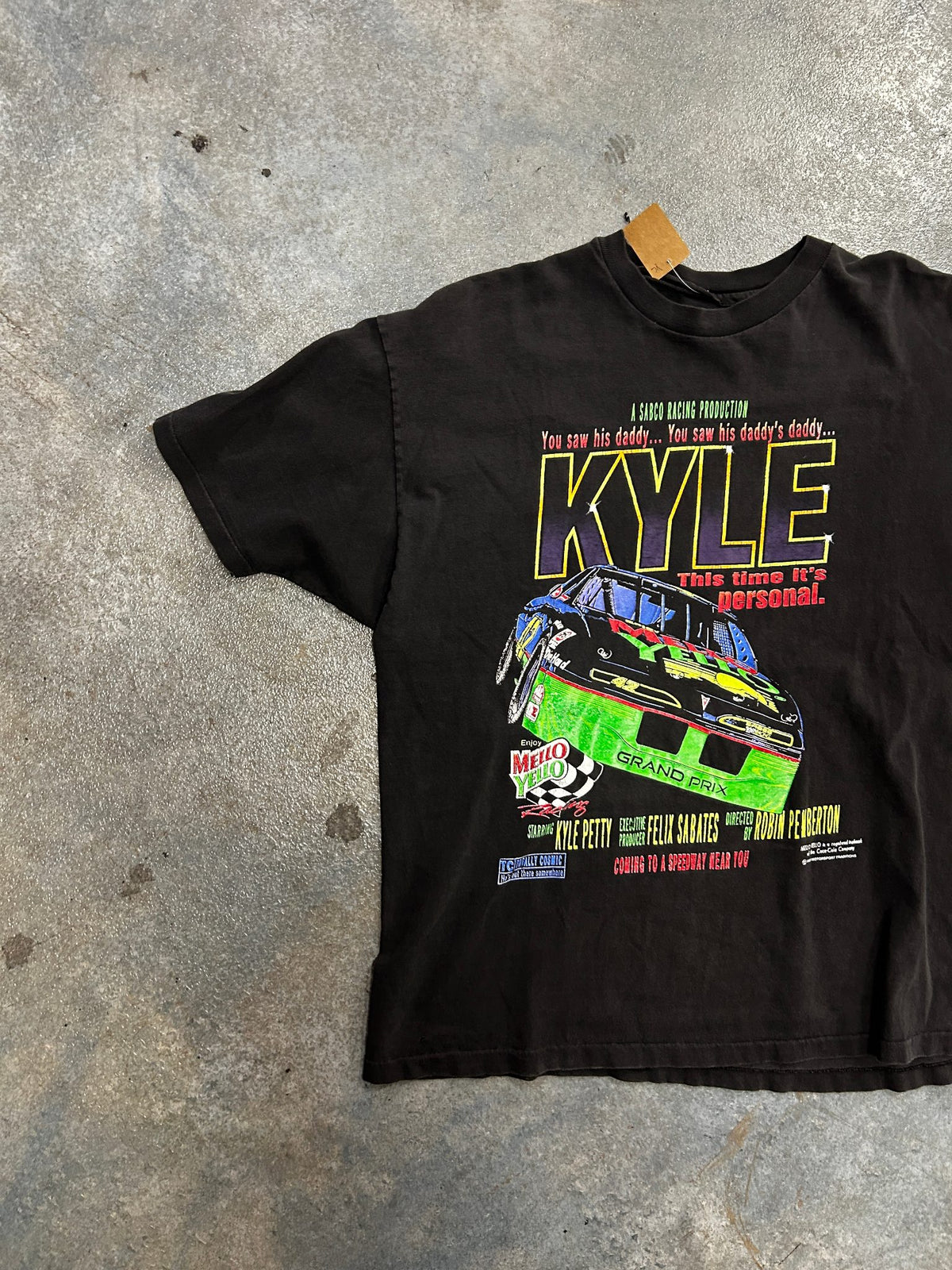 Vintage 1993 Kyle Petty #42 Mello Yello NASCAR Racing Black Tee