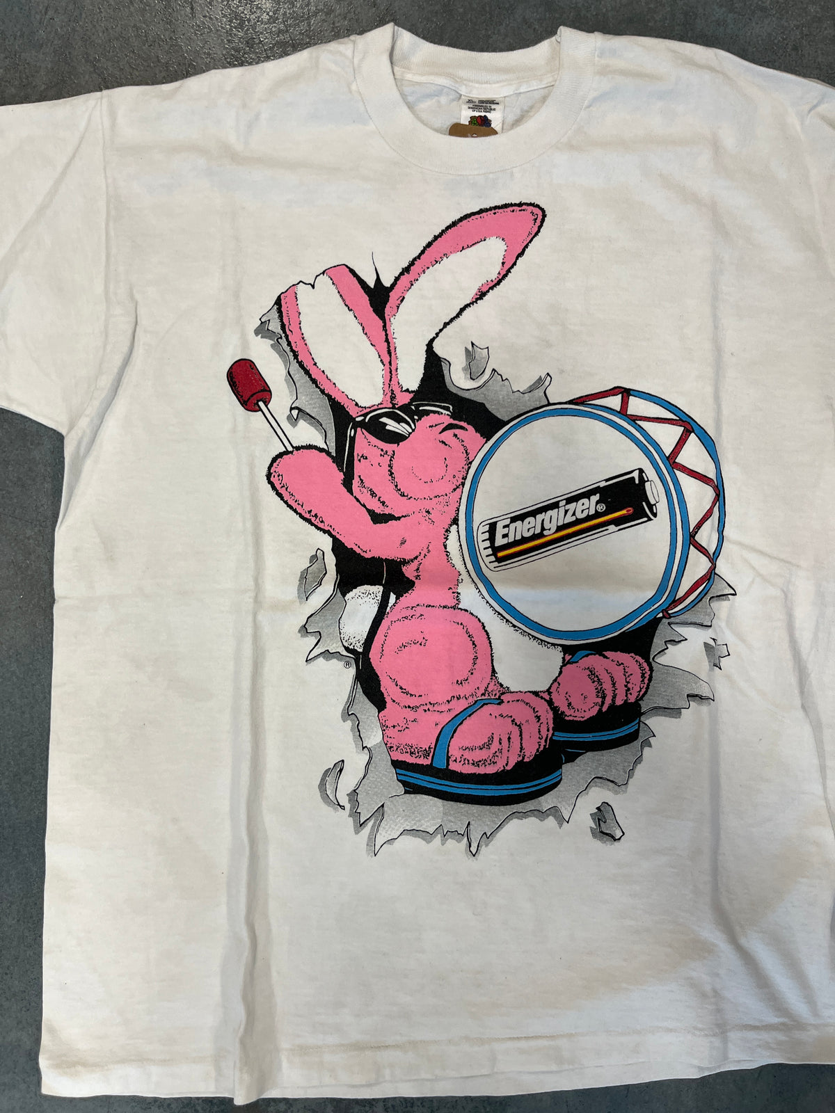 Pink Bunny Drums 'Energizer' White tee OTF