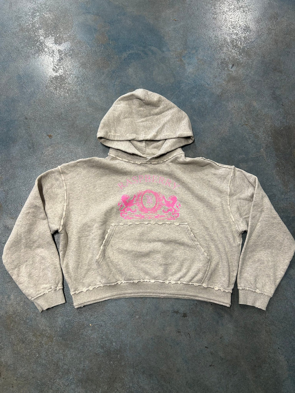 Rapberry Gray Hoodie Pink Lettering