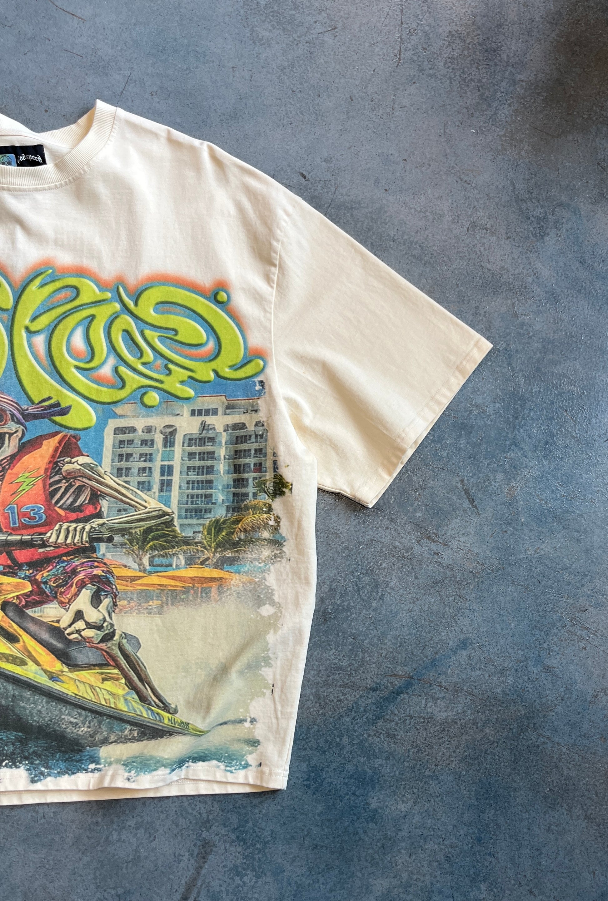 Godspeed "Wave Runner" graphic T-shirt in the "Bone" colorway OTF