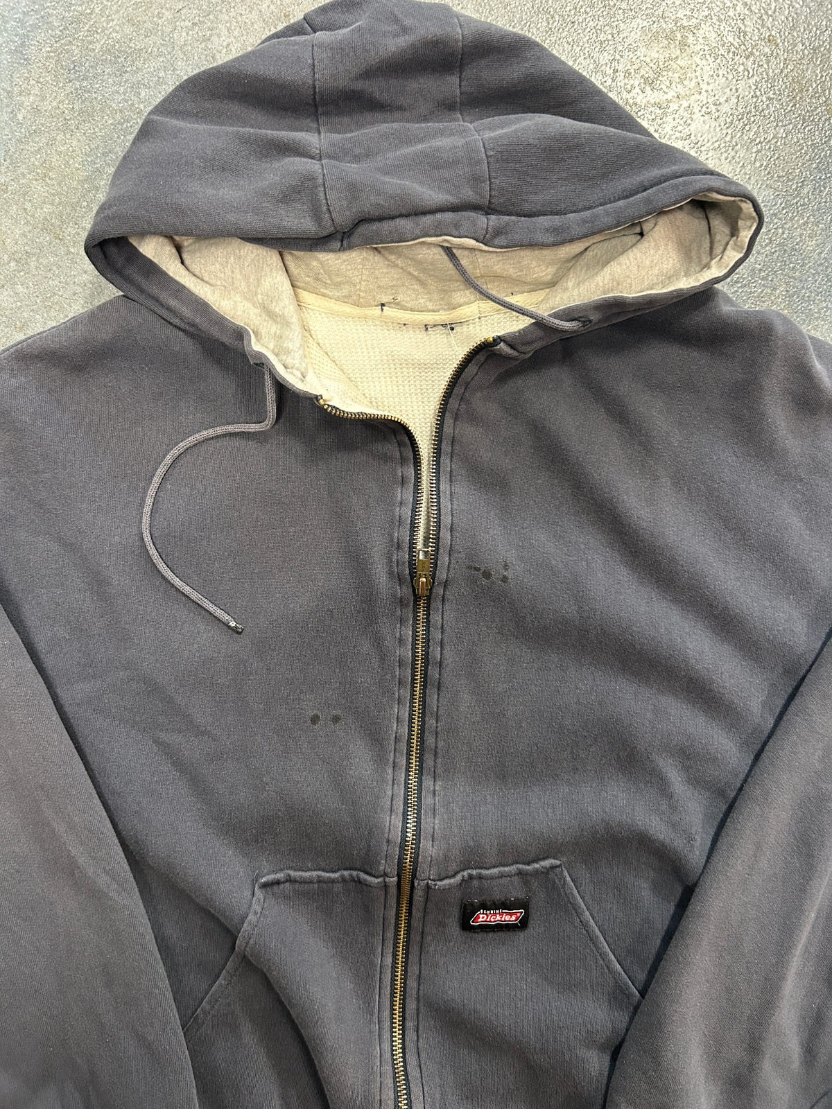 Vintage Dickies White Waffle Lining Dark Gray Zip Up