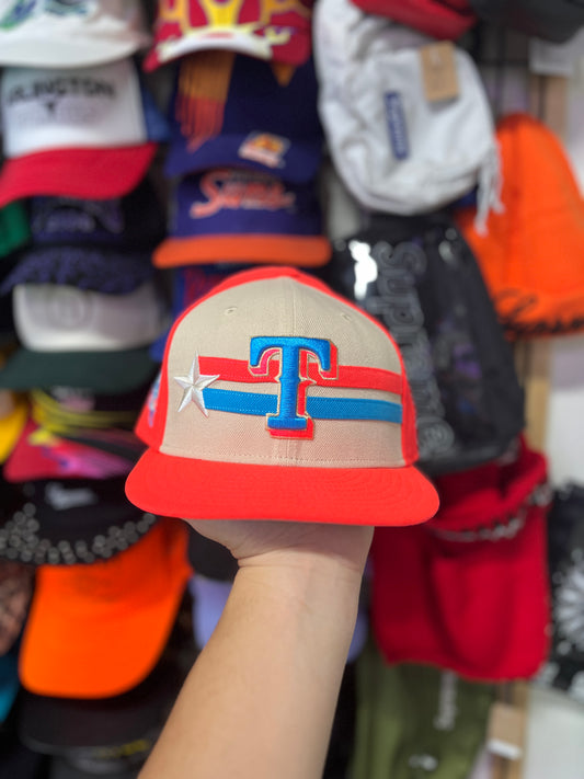 Texas Rangers bright orange allstar game hat OTF