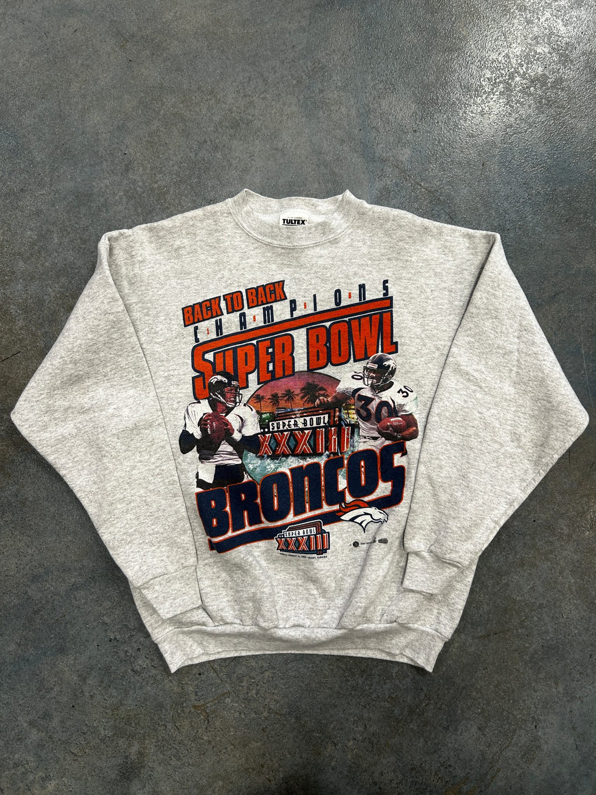 Tultex 1999 AFC Super Bowl XXXIII Champions Denver Broncos Gray Pullover