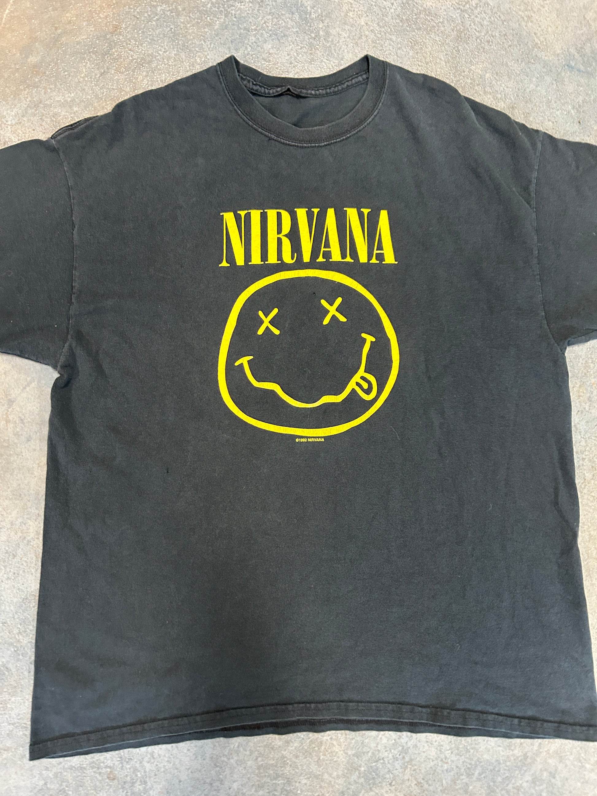 1992 OG Nirvana Smilie Face Black Tee (TC)