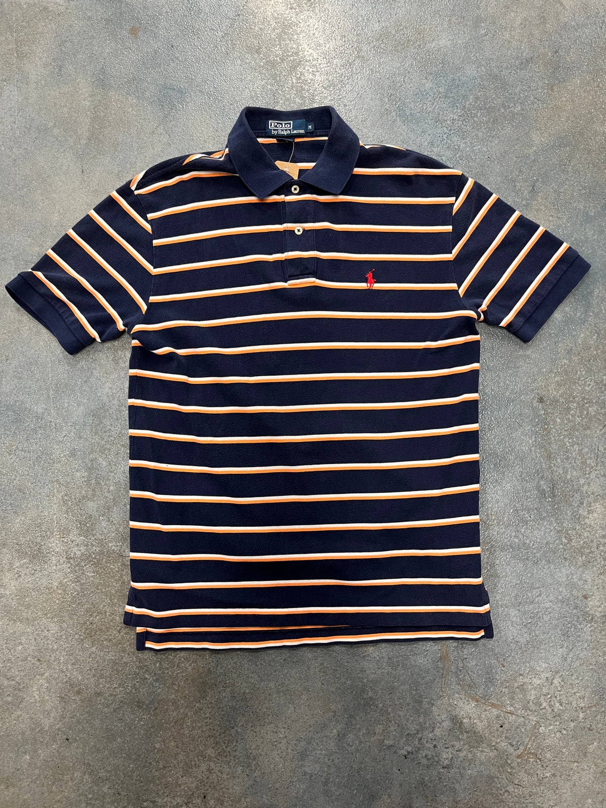 Polo Ralph Lauren Navy Blue Orange Stripes Red Symbol B38
