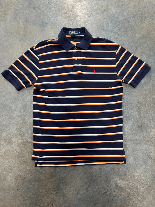Polo Ralph Lauren Navy Blue Orange Stripes Red Symbol B38