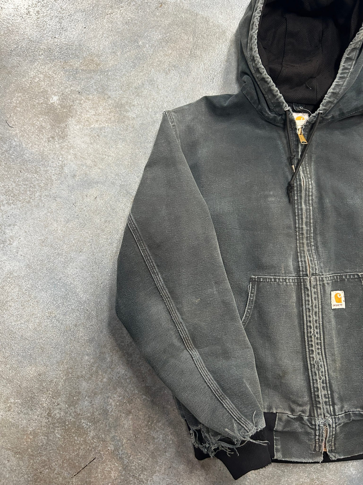 Vintage Carhartt Distressed Hooded Jacket Dark Wash