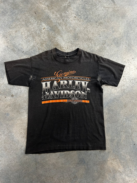 Vintage Genuine American Motorcycles Harley Davidson Gray Tee