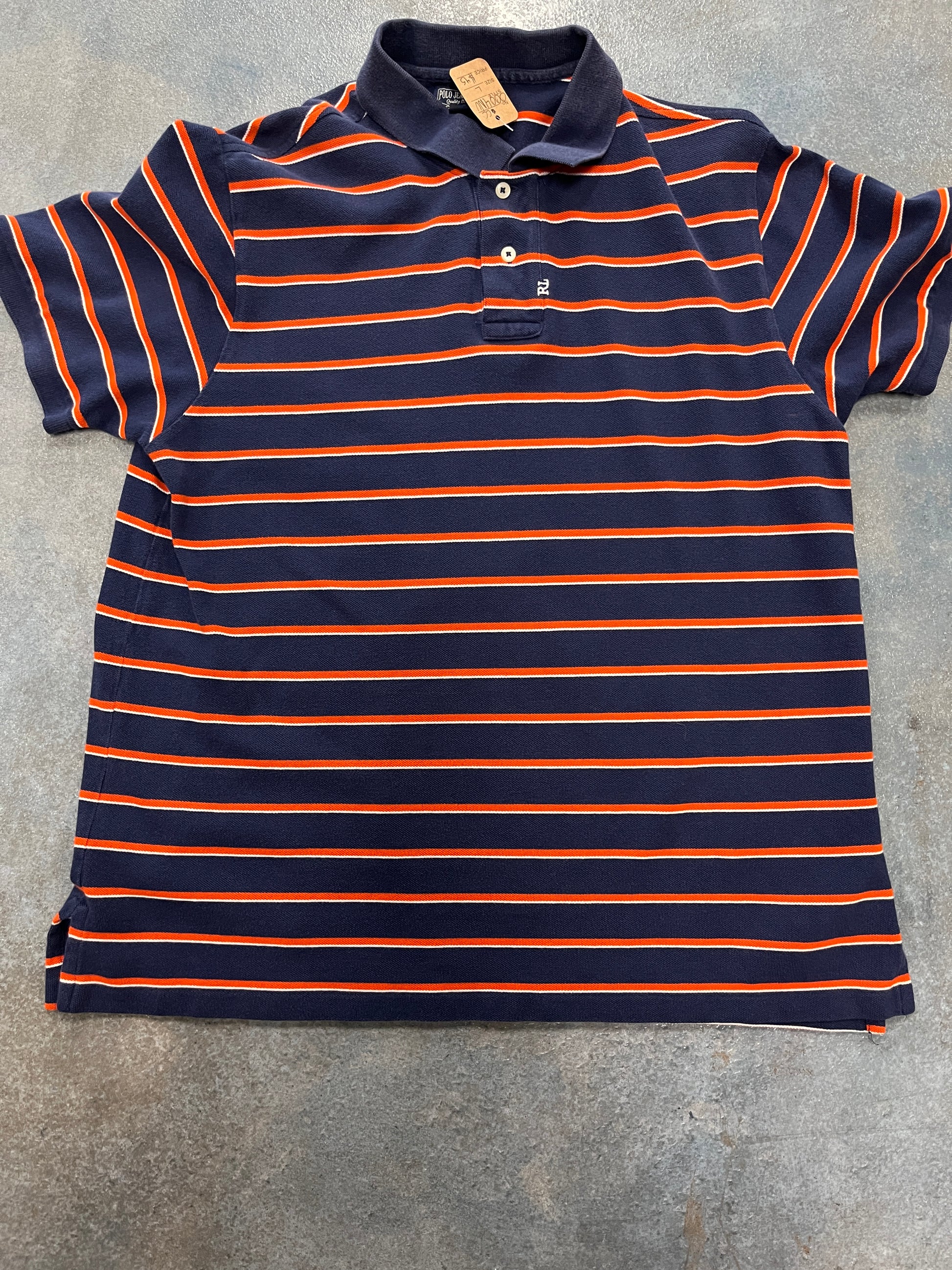 Polo Ralph Lauren Navy Blue Orange Stripes B38