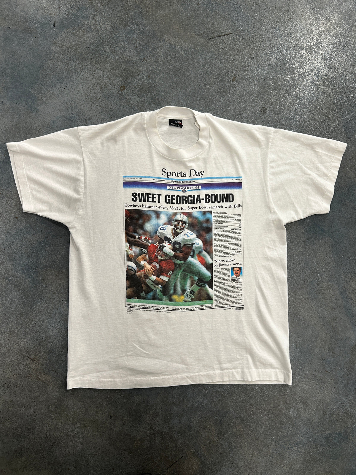 Vintage Cowboys Newspaper "SWEET GEORGIA-BOUND" White Tee