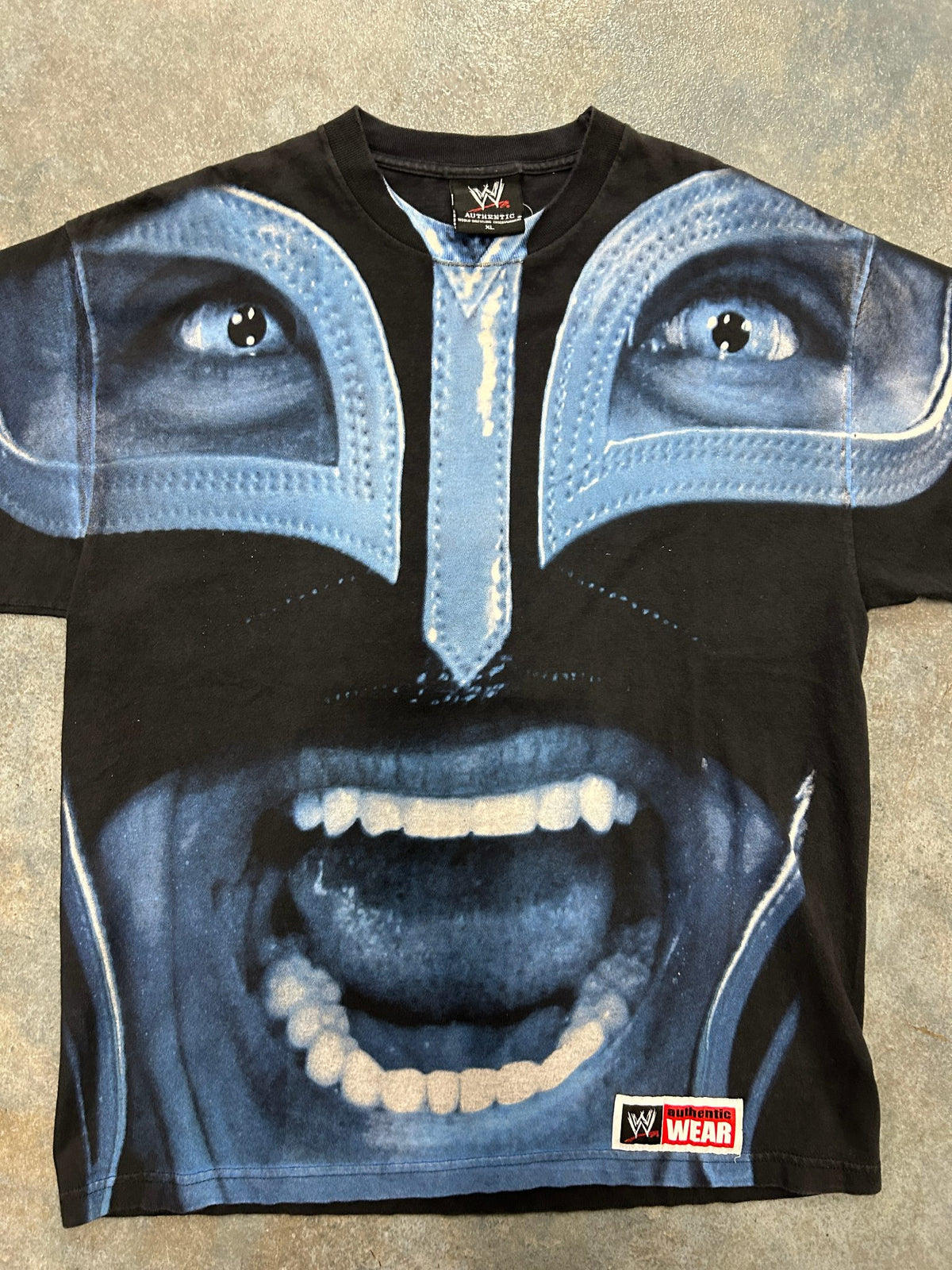 Vintage 2008 Rey Mysterio WWE All OverPrint Black Tee