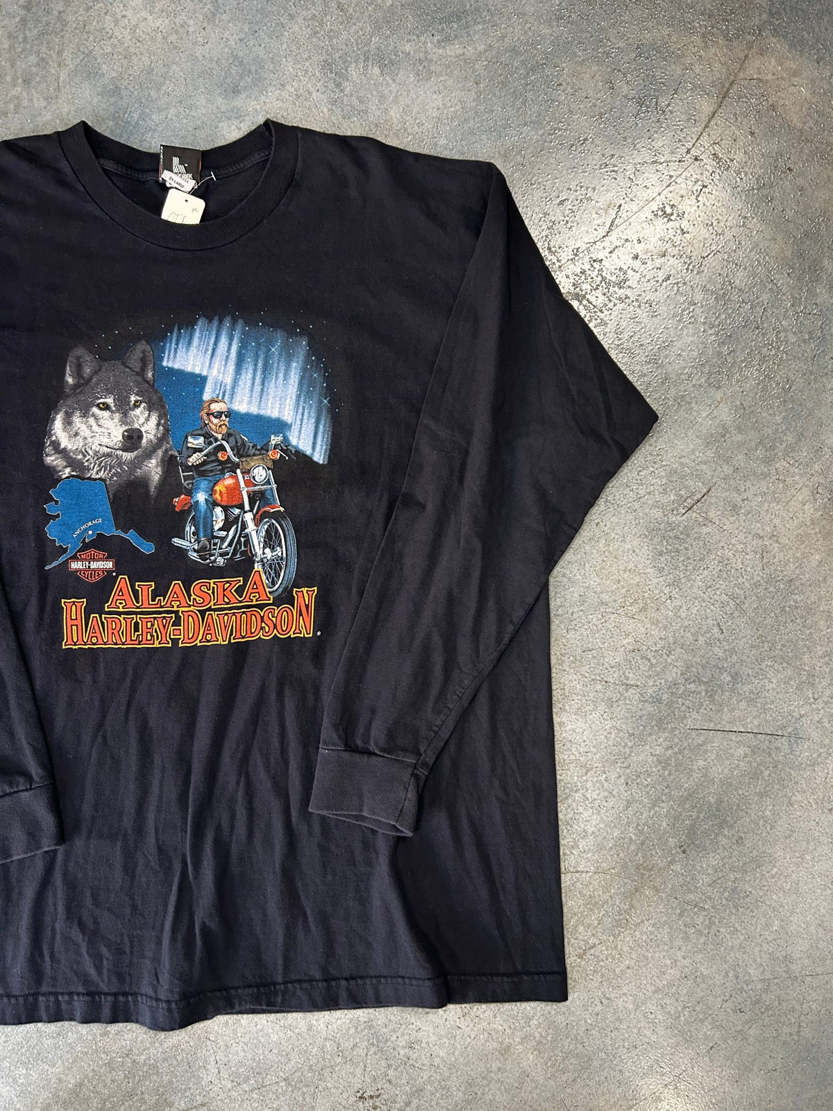 Vintage 20001 AlaskA Harley Davidson Black Long Sleeve Tee