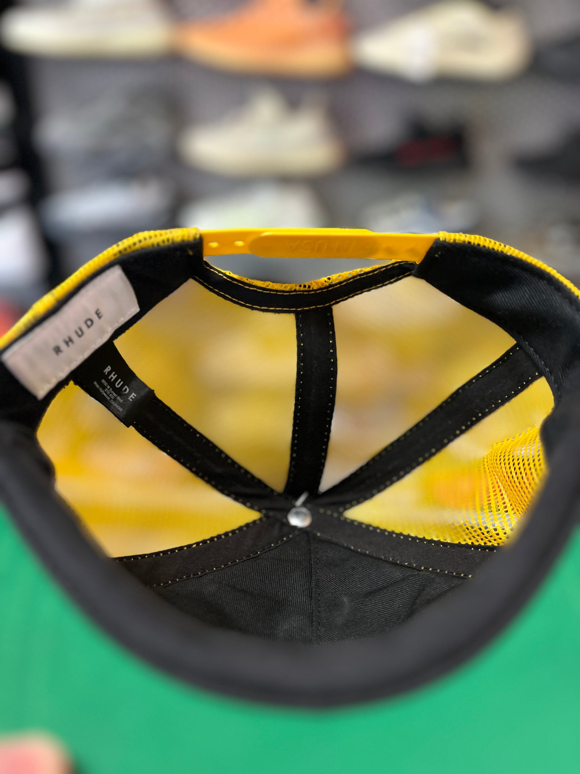 Rhude Yellow White Trucker Hat OTF