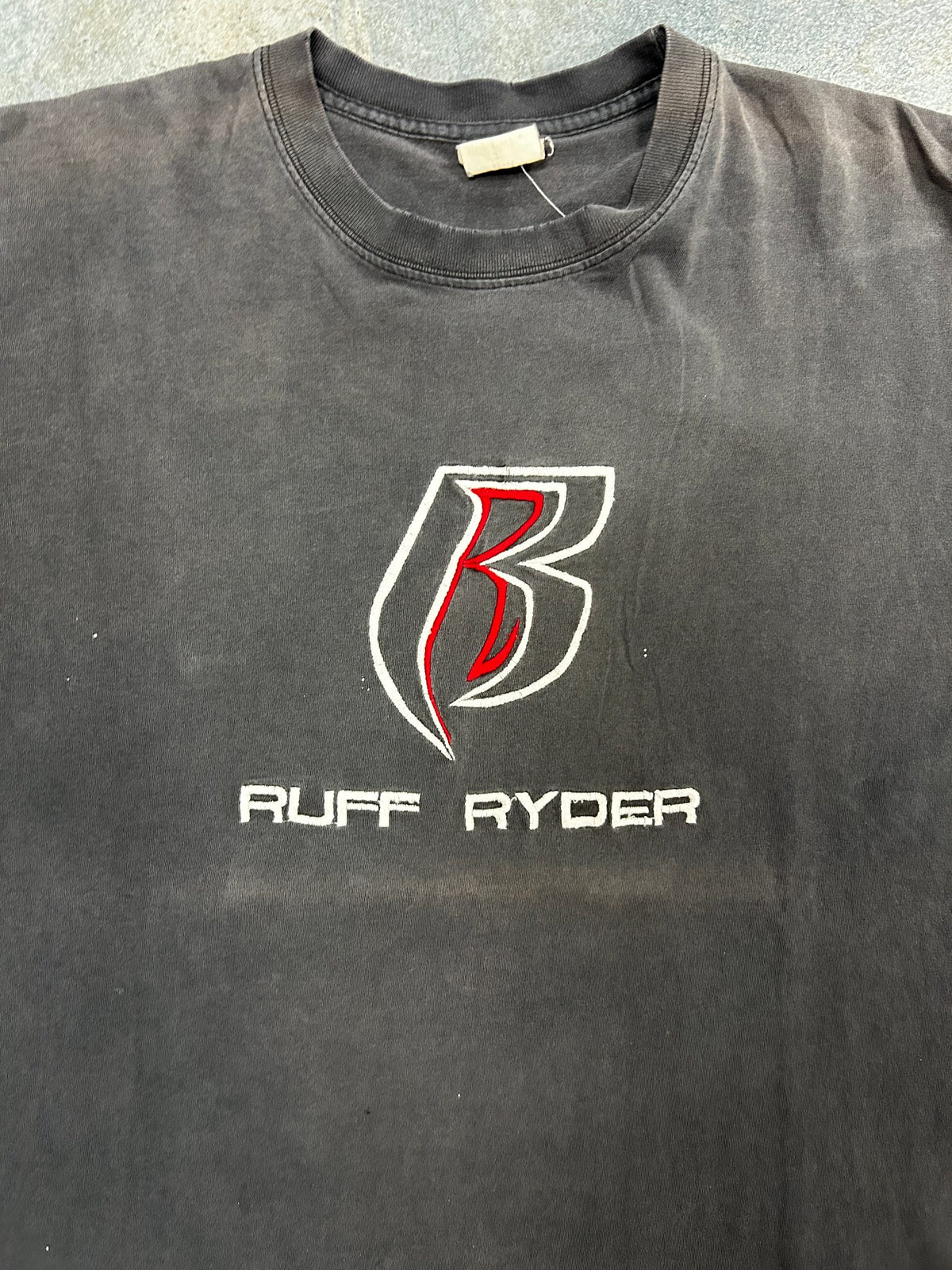 Vintage Y2K Ruff Ryders Embroidered Logo Black Tee
