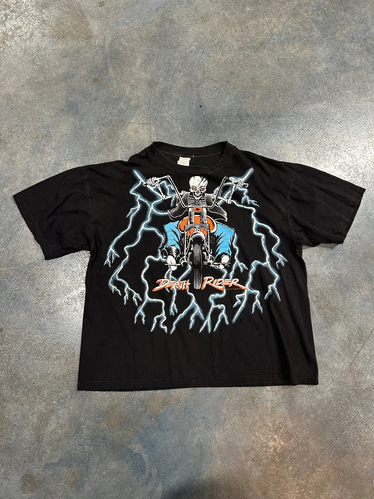 Vintage American Thunder Death Rider Skeleton Black Tee