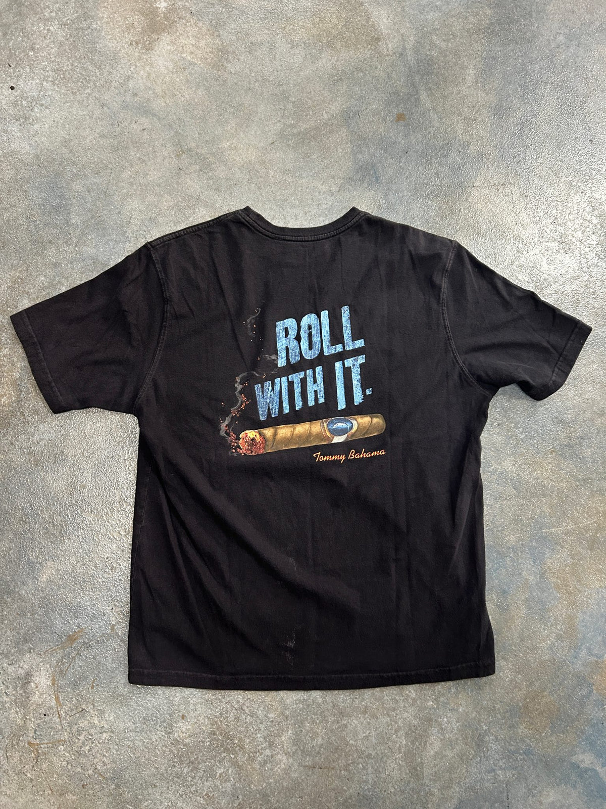 Vintage Tommy Bahama "ROLL WITH IT" Black Tee