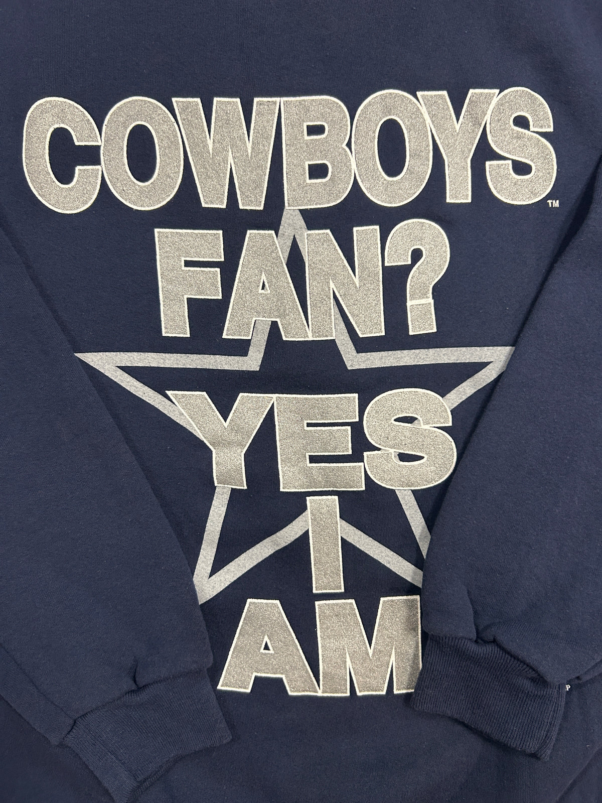 Vintage 90s Dallas Cowboys "COWBOYS FAN? YES I AM" Crewneck Navy