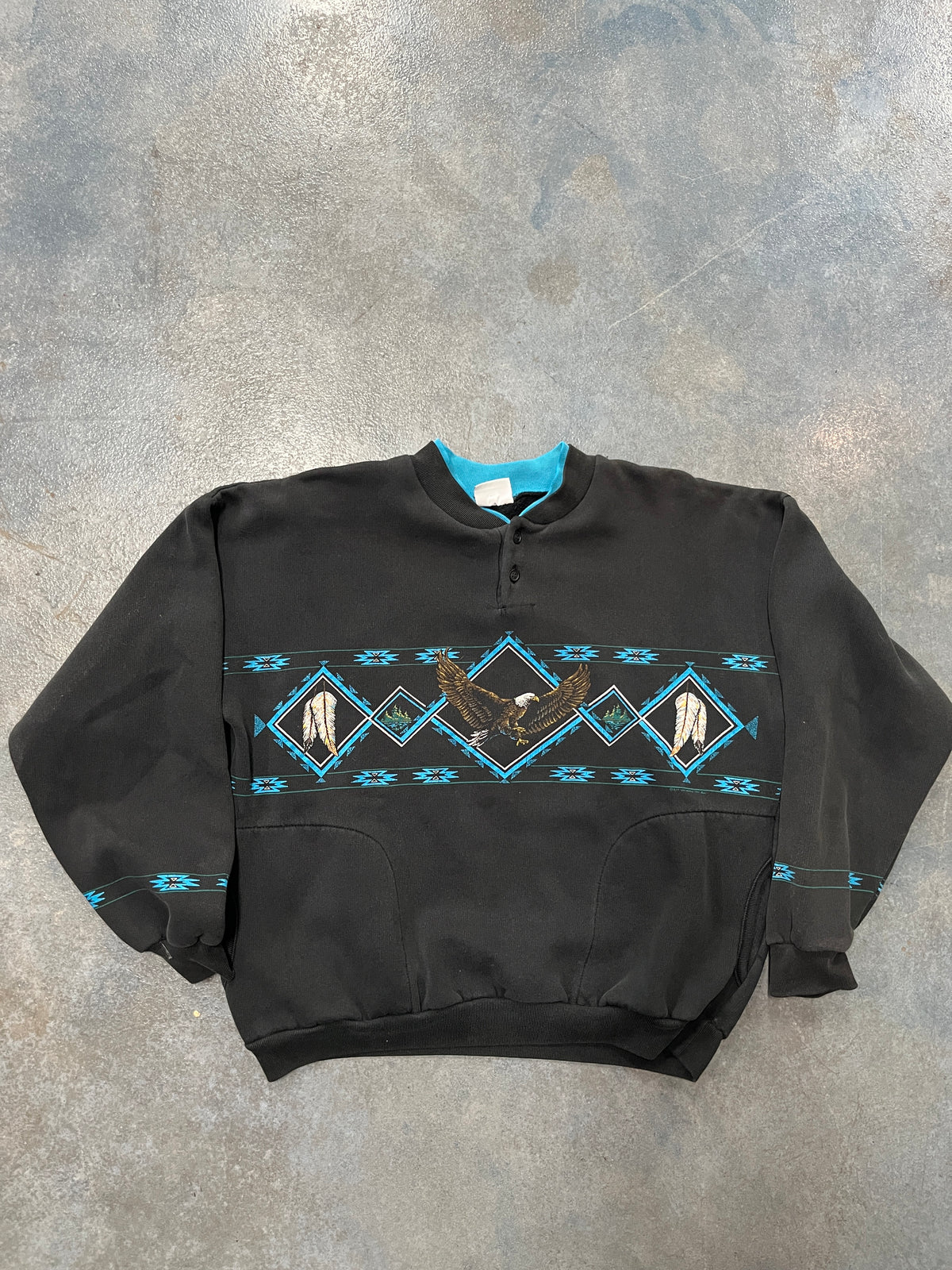 Vintage 90s Art Unlimited Native American Black Sweatshirt