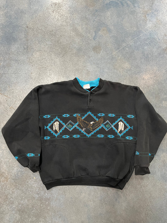 Vintage 90s Art Unlimited Native American Black Sweatshirt