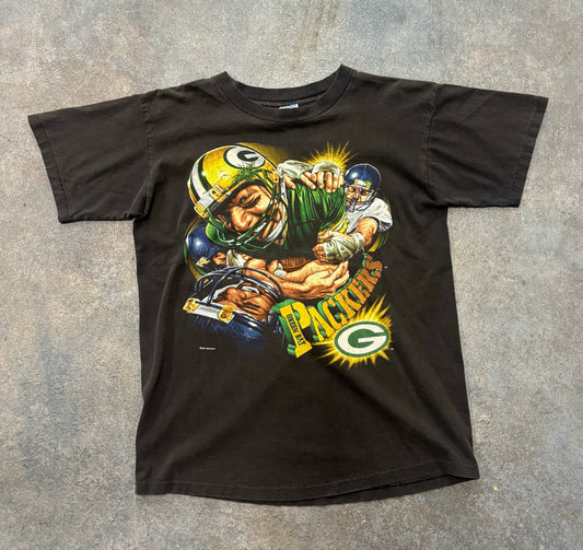 VINTAGE NFL PACKER 1994 TACKLE BLACK TEE FADE OTF