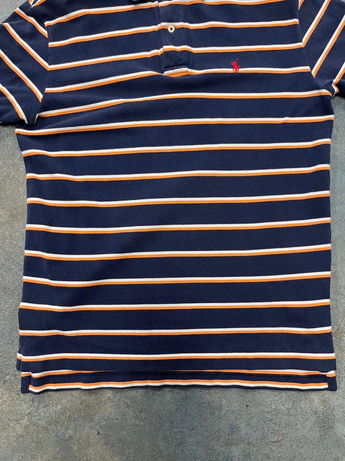 Polo Ralph Lauren Navy Blue Orange Stripes Red Symbol B38