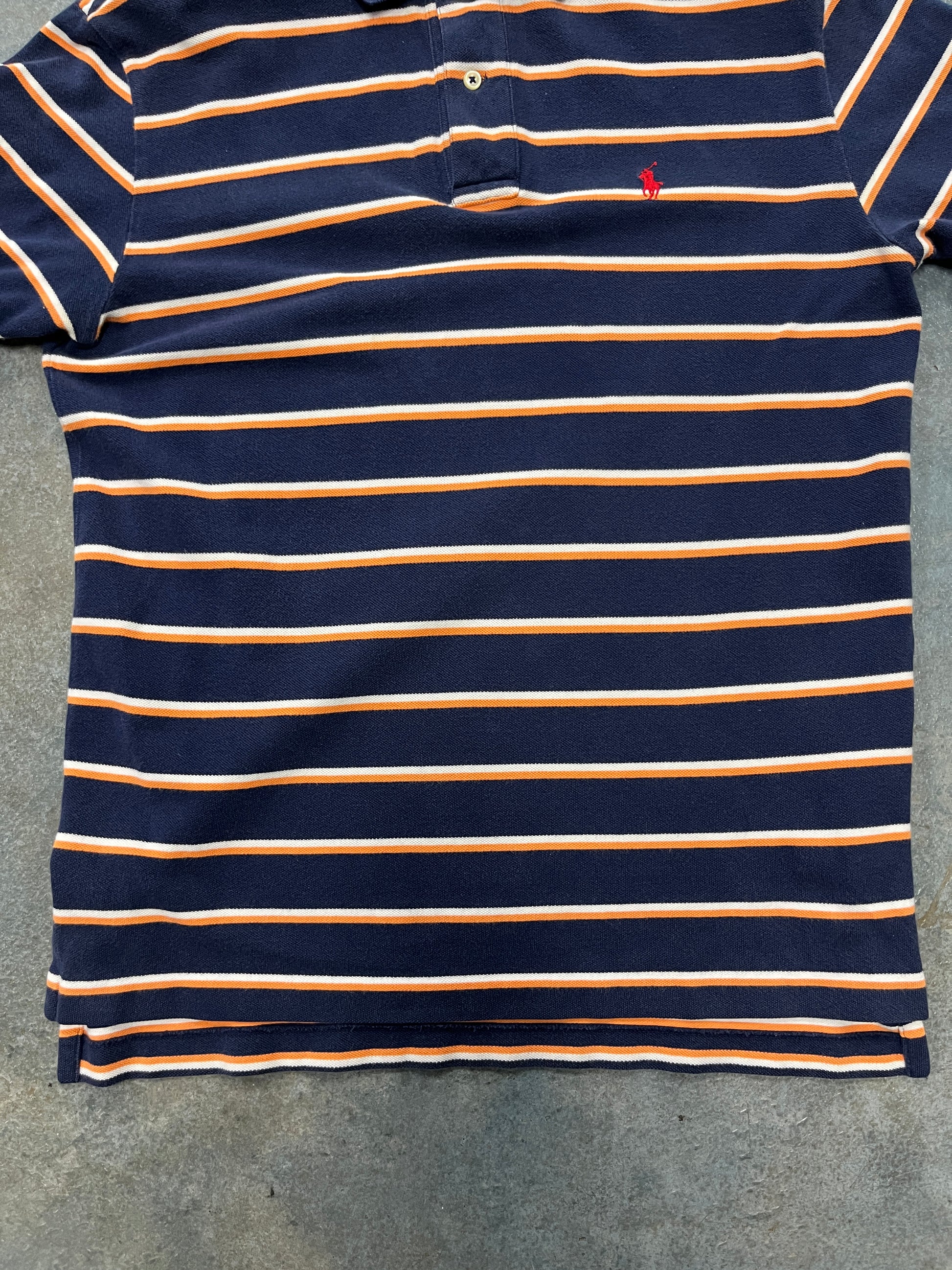 Polo Ralph Lauren Navy Blue Orange Stripes Red Symbol B38