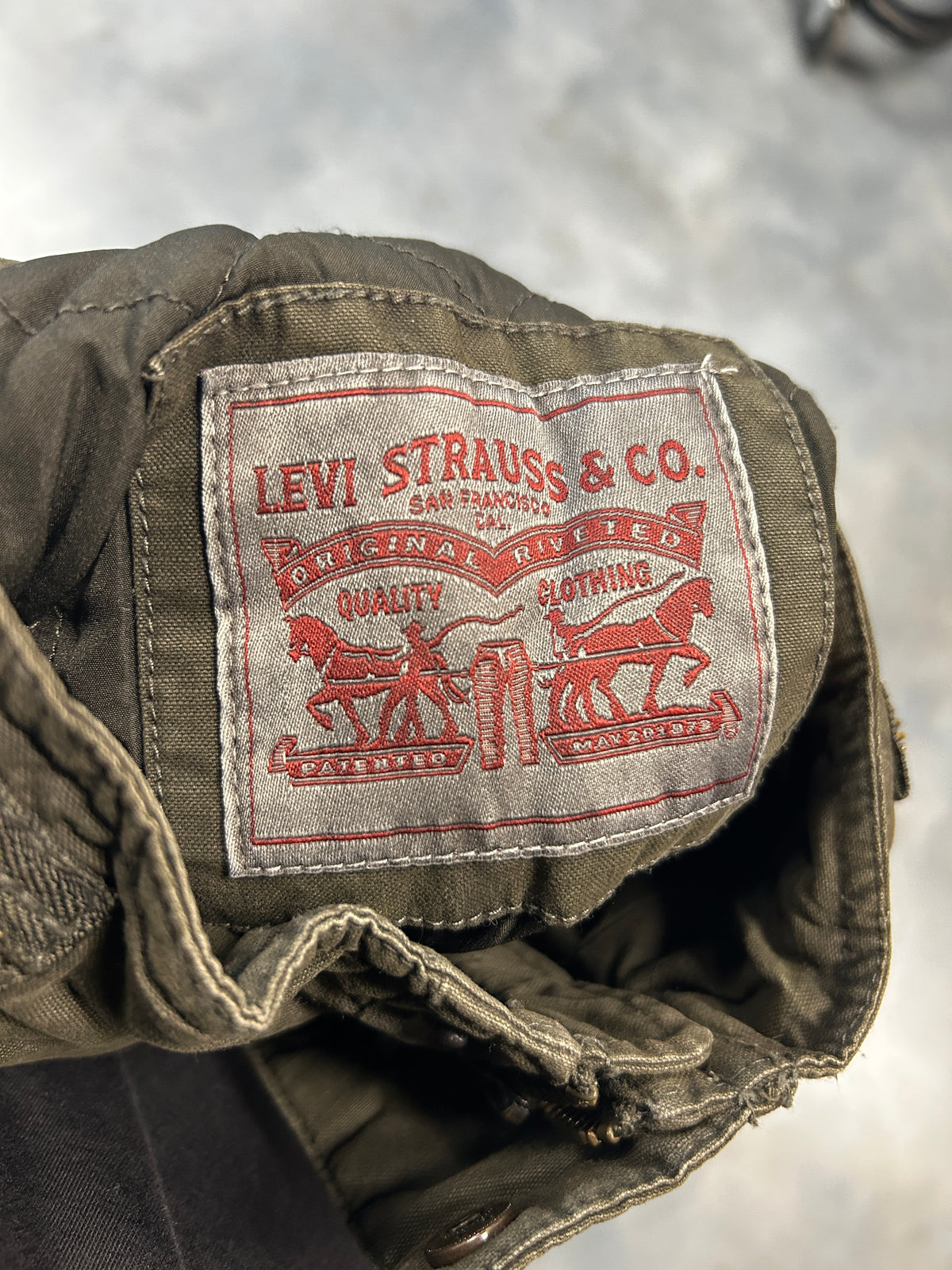 Vintage Lavi's Olive Washed Cotton Two Pocket Sherpa Lined Jacket