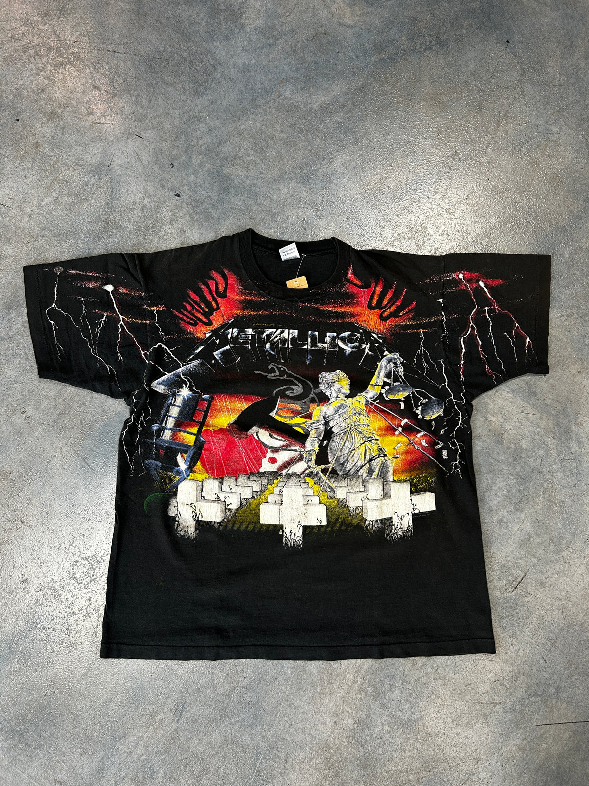 Vintage 90s Metallica And Justice For All Shirt XL AOP Fruit Of The Loom USA Tee B66