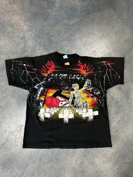 Vintage 90s Metallica And Justice For All Shirt XL AOP Fruit Of The Loom USA Tee B66