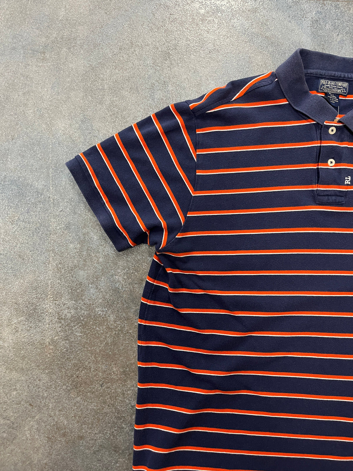 Polo Ralph Lauren Navy Blue Orange Stripes B38