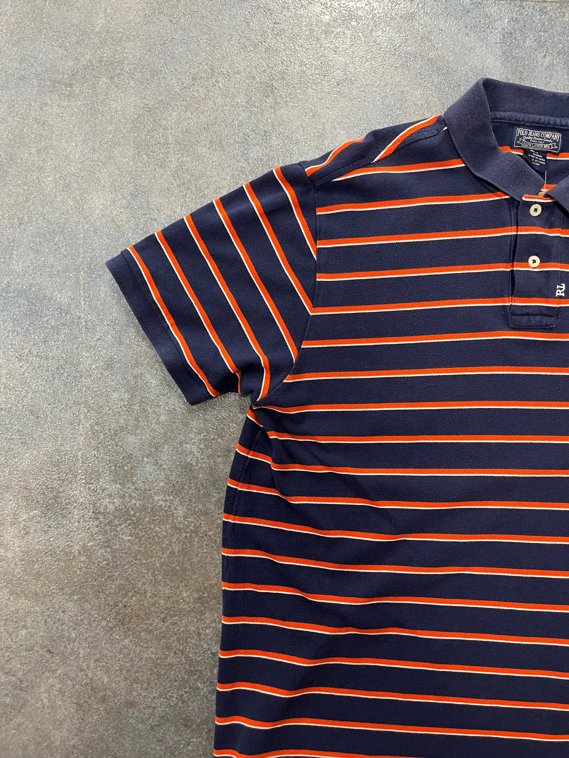 Polo Ralph Lauren Navy Blue Orange Stripes B38