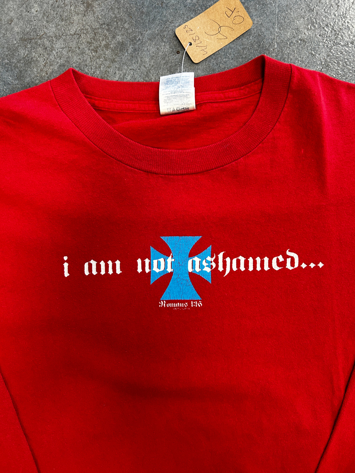 Vintage Delta "I Am Not Ashamed" Romans 1:16 Red Tee