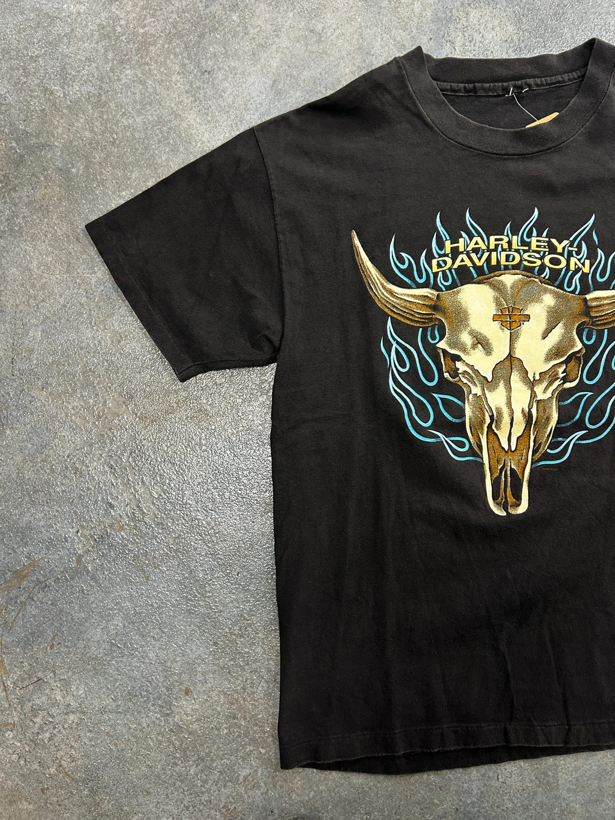 Vintage 1996 Harley Davidson LongHorn Skull Black Tee