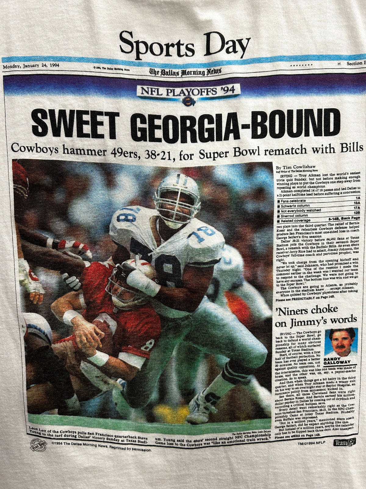 Vintage Cowboys Newspaper "SWEET GEORGIA-BOUND" White Tee
