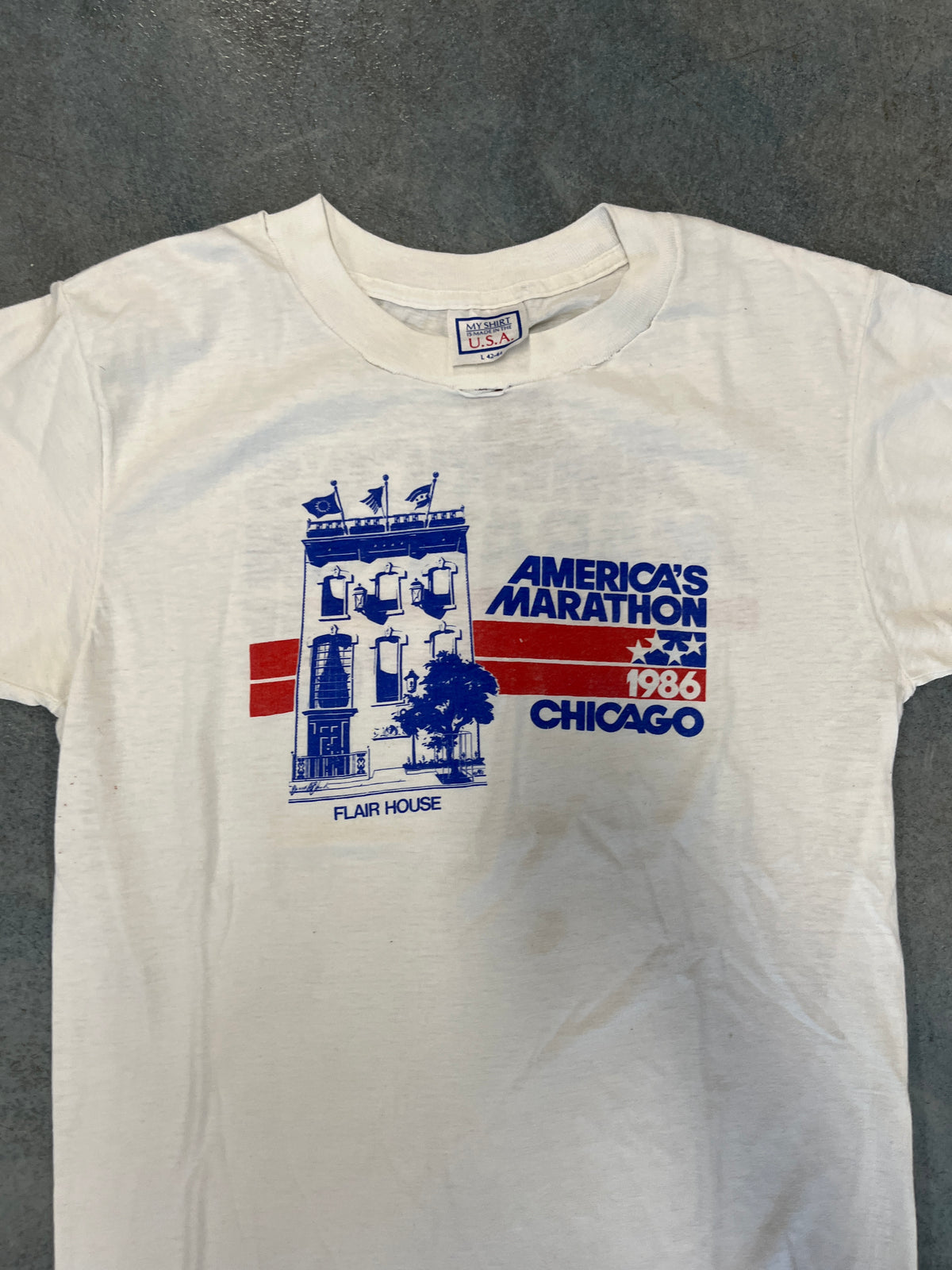 Americas Marathon 1986 Chicago White Tee B38