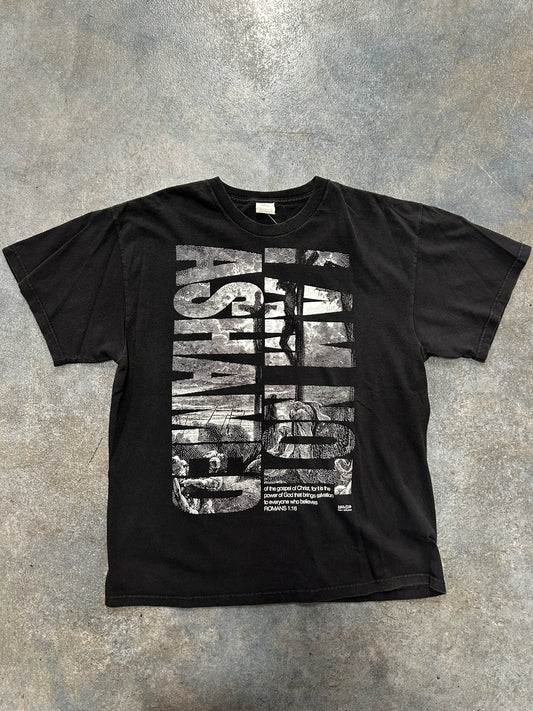 Vintage"I Am Not Ashamed" Black Tee