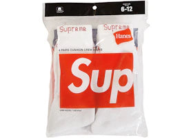 Supreme Hanes Crew Socks (4 Pack) White B50