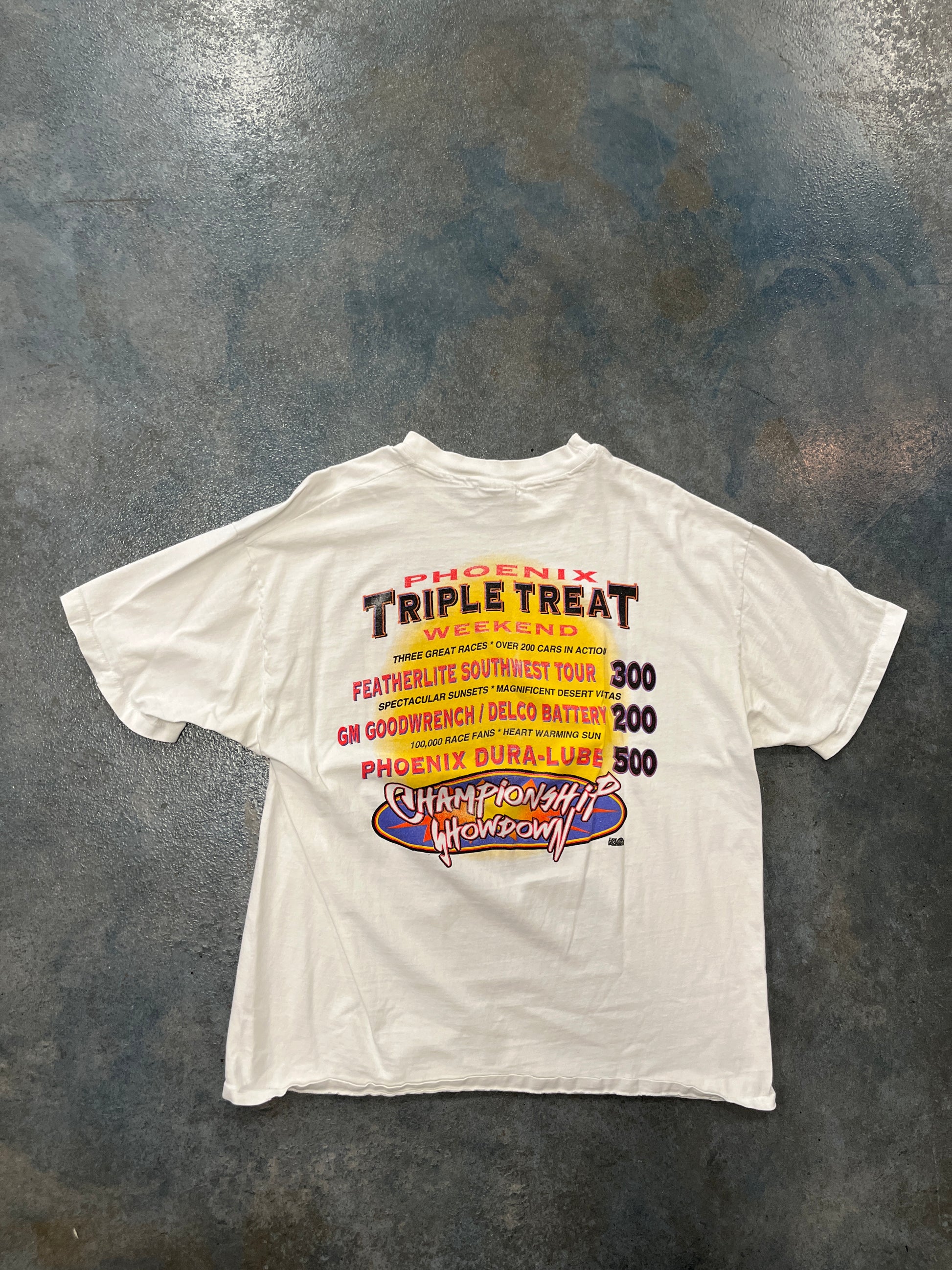 Vintage Hanes 1995 NASCAR “Phoenix Triple Treat Weekend” White Beefy T-Shirt (RC) B1