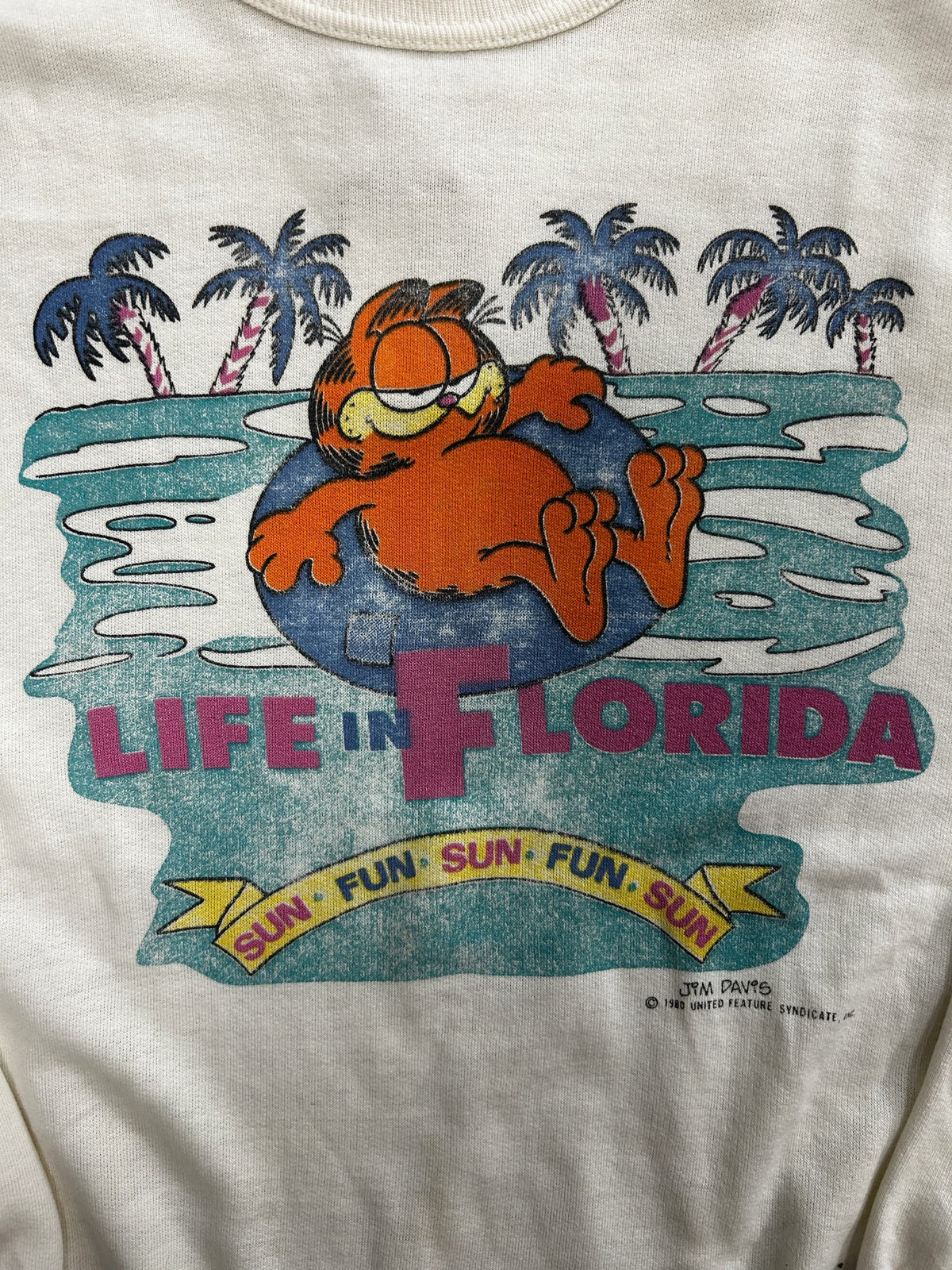Vintage 80s Garfield "Life In Florida" White Crewneck