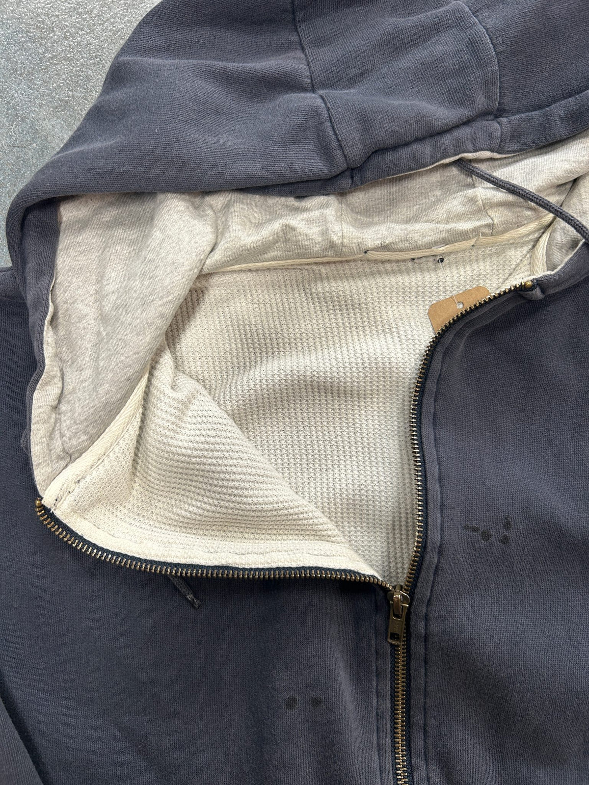 Vintage Dickies White Waffle Lining Dark Gray Zip Up