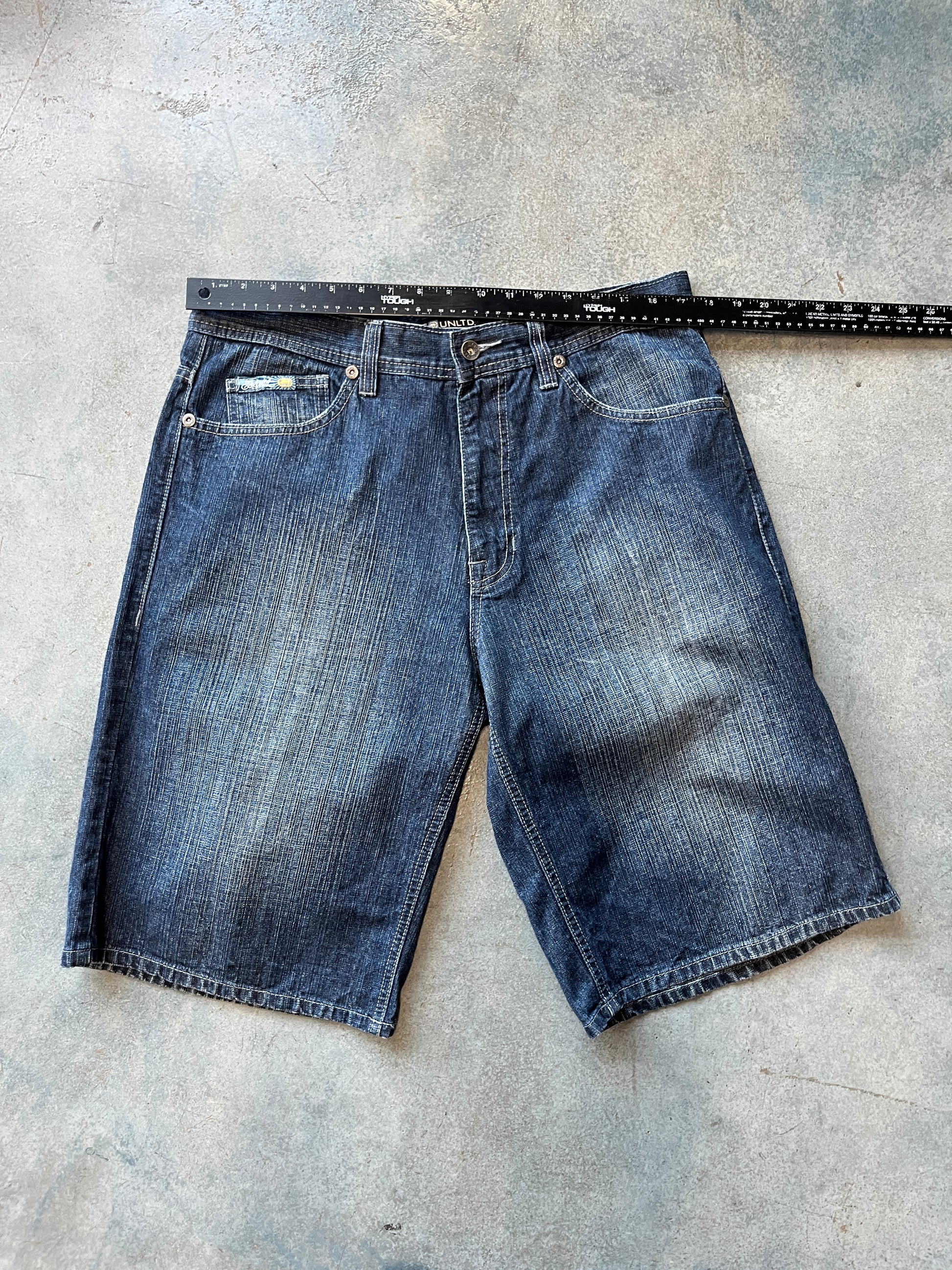 Echo UNLTD Denim Dark Blue Wash Faded Jorts OTF
